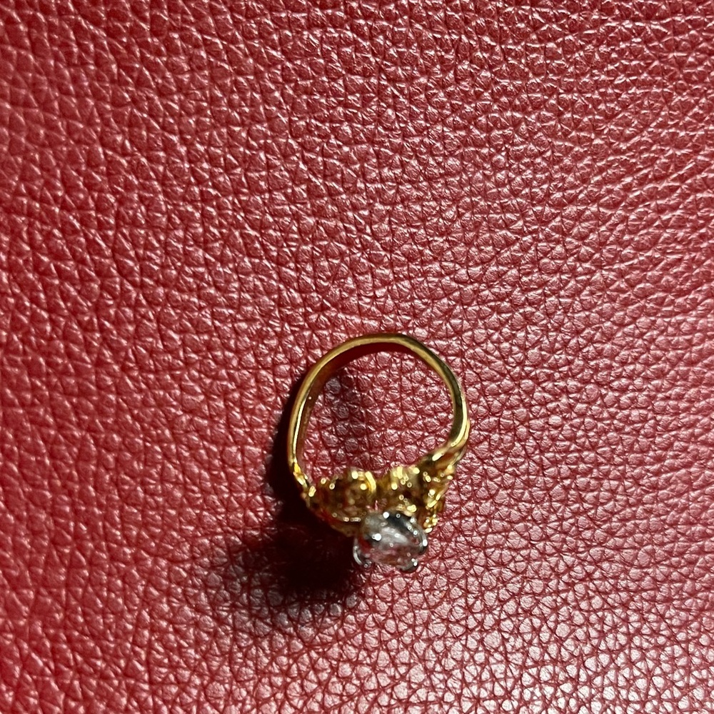 Gold-Tone Women’s Ring with Clear Center Stone